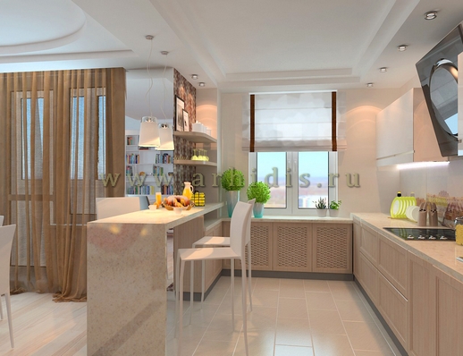Дизайн кухни-гостиной квартиры в современном стиле